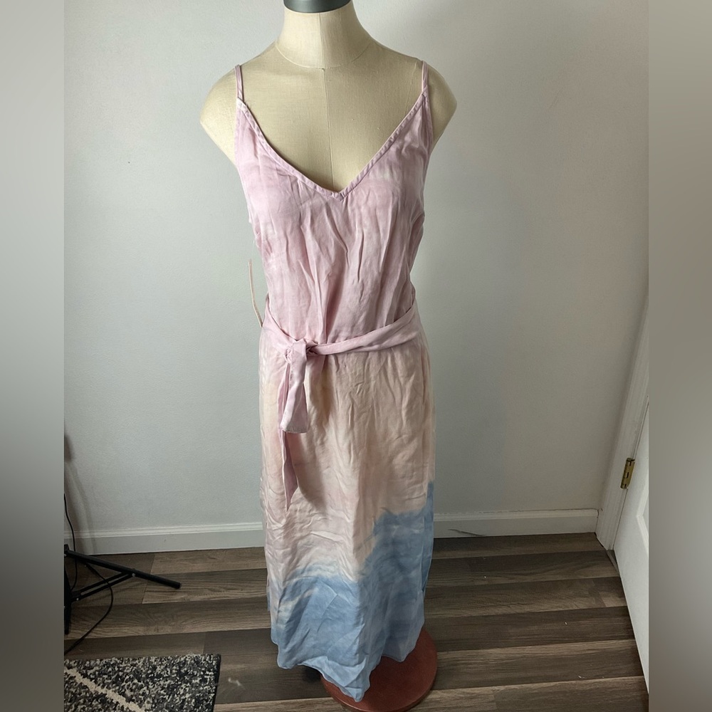ANTHROPOLOGIE cloth & stone tie dye MIDI dress sz M